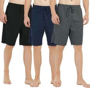U2SKIIN 2 Pack Mens 100% Cotton Pajama Shorts, Lightweight Lounge Pant with Pockets Soft Sleep Pj Shorts for Men