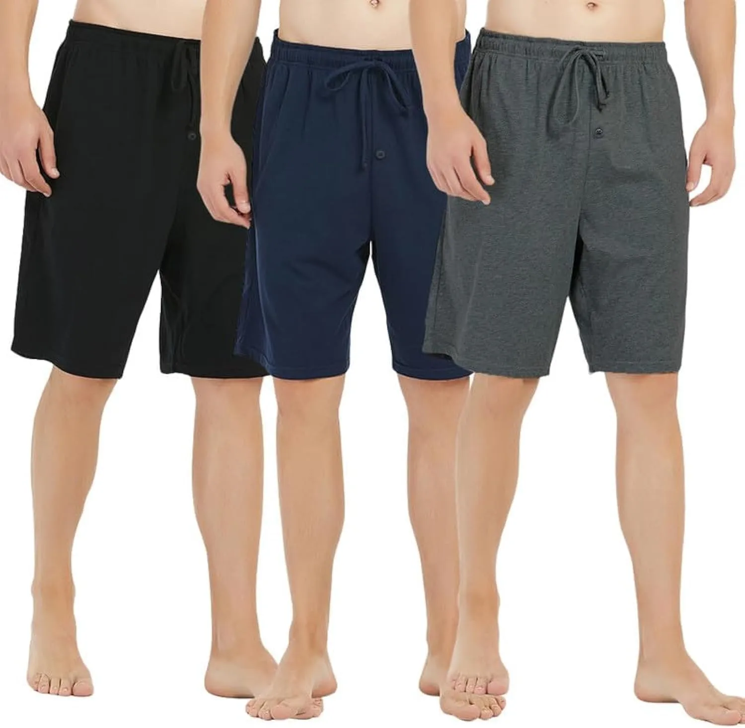 U2SKIIN 2 Pack Mens 100% Cotton Pajama Shorts, Lightweight Lounge Pant with Pockets Soft Sleep Pj Shorts for Men