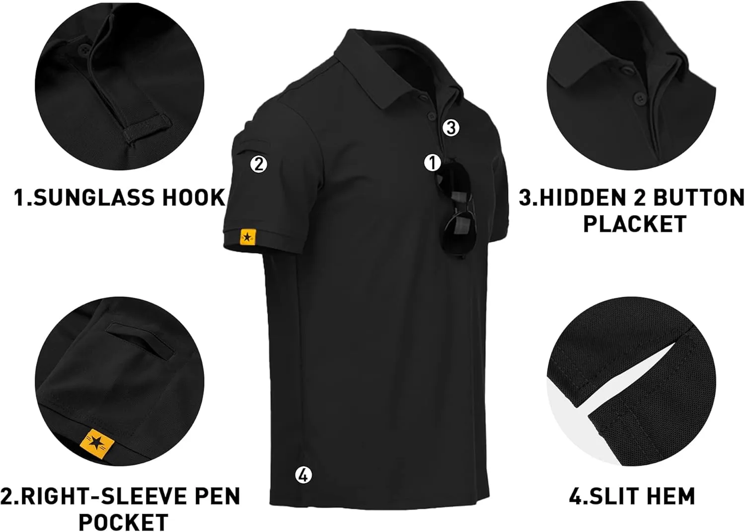 V VALANCH Polo Shirts for Men 4 Pack Short Sleeve Cool Dri Collared Tennis Golf Shirts
