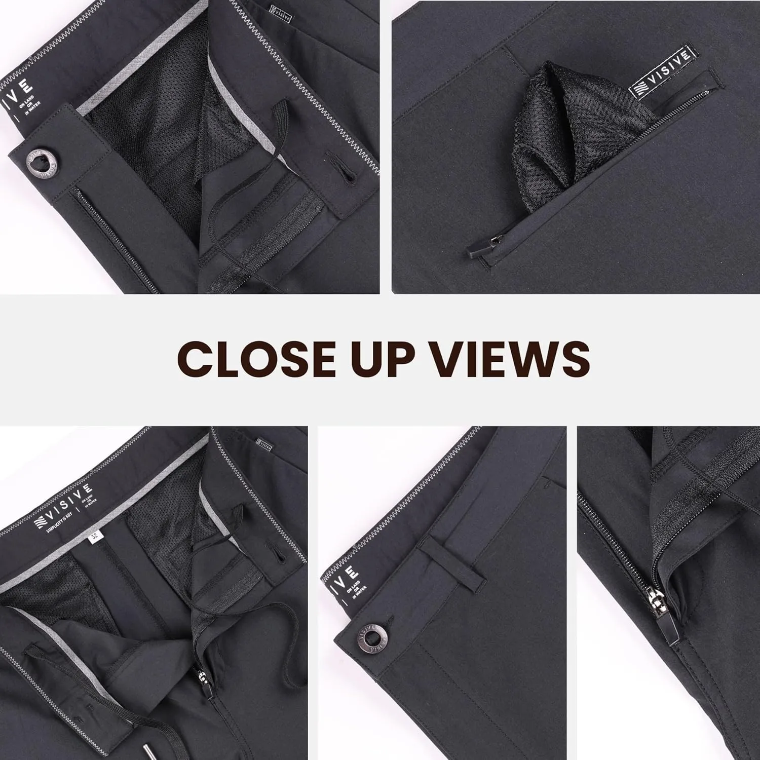 Visive Mens Shorts for Men, Hybrid Casual Golf Dress Flat Front Quick Dry Stretch Board Shorts, Lightweight Chino Short
