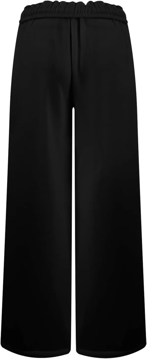 Wide Leg Sweatpants for Women Drawstring High Waisted Lounge Trousers Elastic Waist Baggy Casual Pants with Pockets