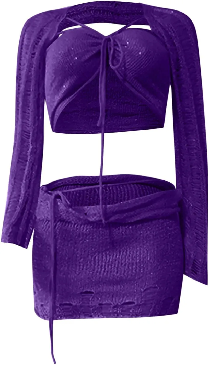 Women Beach Matching Top Skirts Swimwear Kimono Cover Up Sets for Women Swimwear Sets