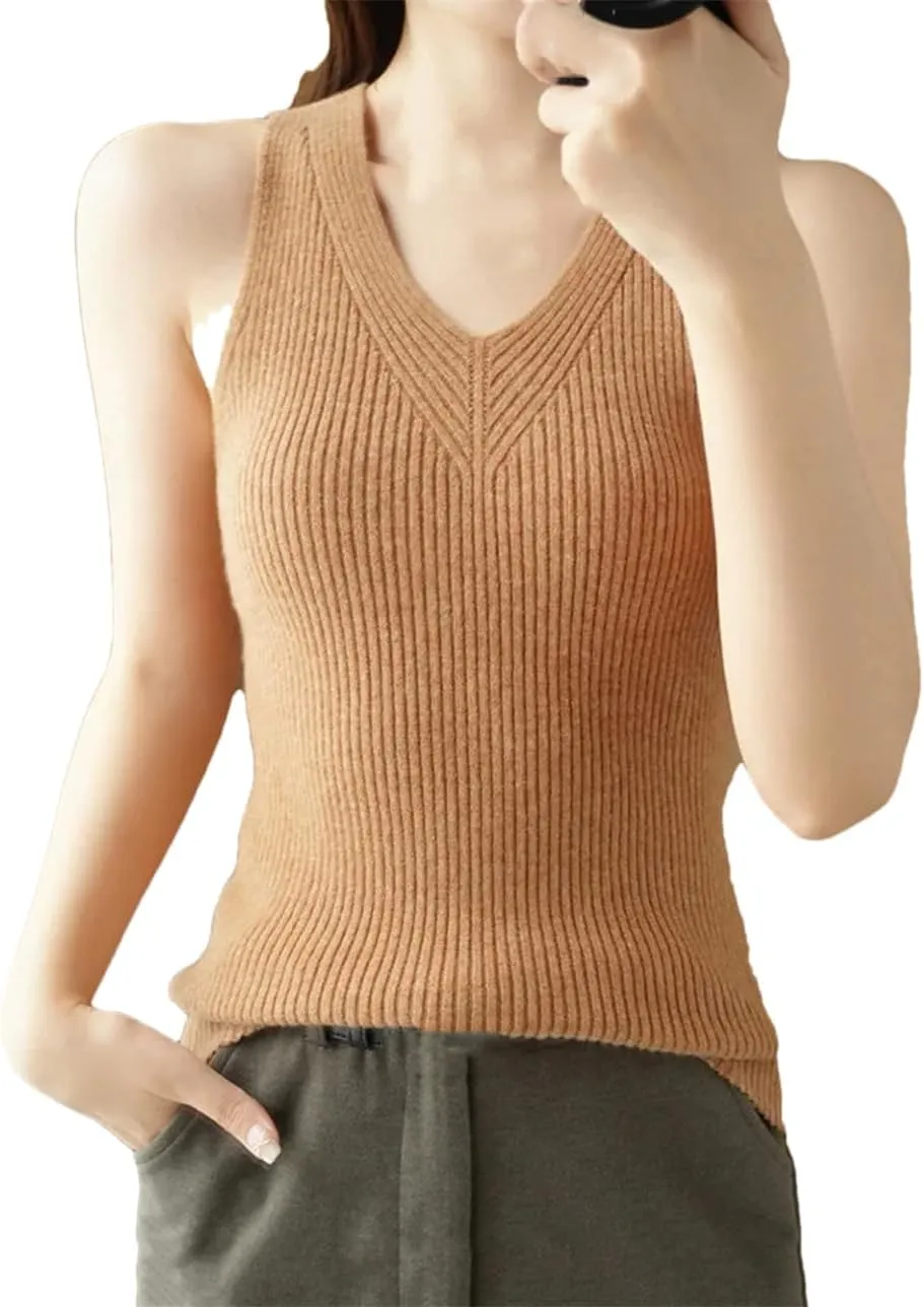 Women Camisole Tops Women's Wool Camisole Vest Sleeveless Condole Knit Tank Tops