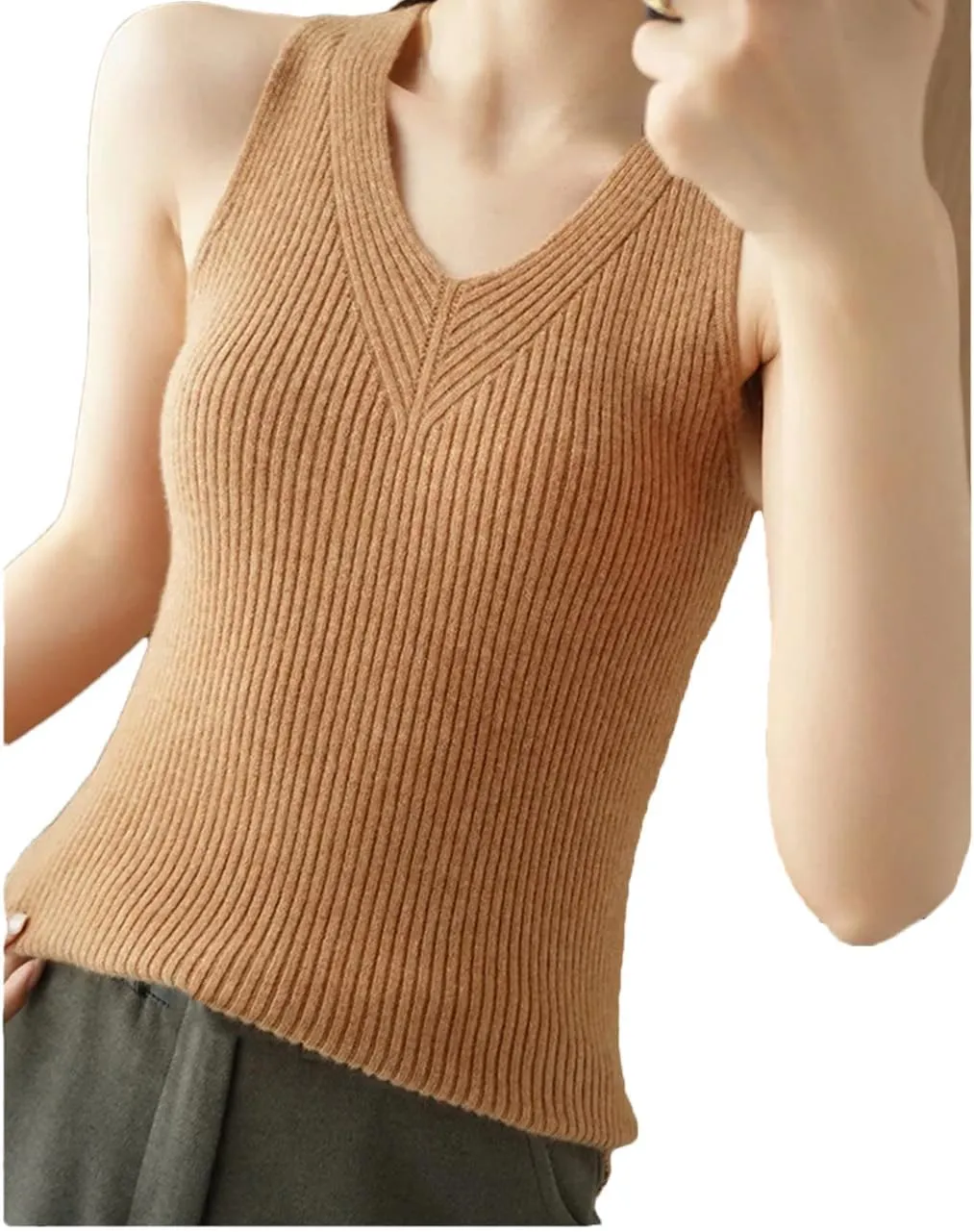 Women Camisole Tops Women's Wool Camisole Vest Sleeveless Condole Knit Tank Tops
