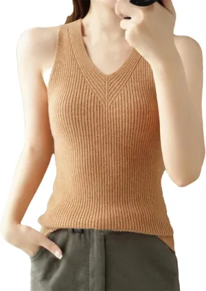 Women Camisole Tops Women's Wool Camisole Vest Sleeveless Condole Knit Tank Tops