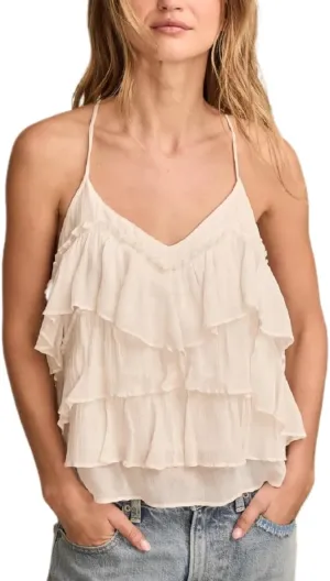 Women Ruffle Tiered Layered Tops Halter Tank Top Spaghetti Strap Babydoll Camisole Cute Boho Summer Tops