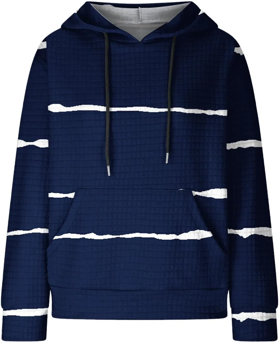 Women Striped Oversized Hoodies Long Sleeve Color Block Sweatshirt Drawstring Pullover Waffle Knit Tops Fall Outfits