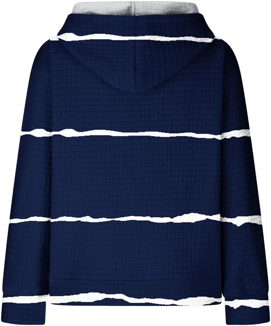 Women Striped Oversized Hoodies Long Sleeve Color Block Sweatshirt Drawstring Pullover Waffle Knit Tops Fall Outfits