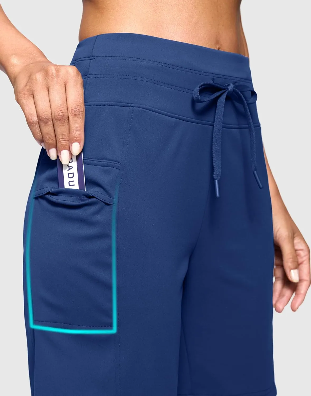 Women's 7" Athletic Bermuda Shorts with Side Pockets High Waisted Stretchy Long Shorts for Women Gym Running Casual