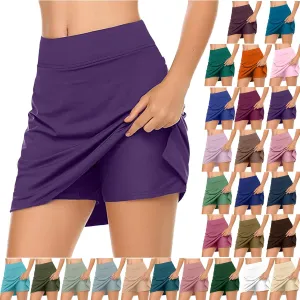Women's Athletic Tennis Skorts with Pockets Built-in Shorts Summer Causal Yoga Running Workout Golf Skirts 2 in 1