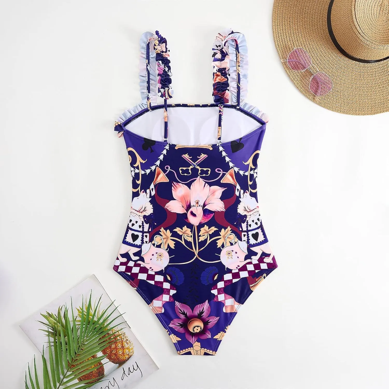 Women's Beach Match Elegant Swimsuits Sets - Pink Floral Triangle Bikini Swimsuits