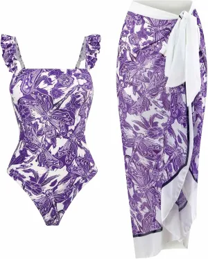 Women's Beach Match Elegant Swimsuits Sets - Pink Floral Triangle Bikini Swimsuits