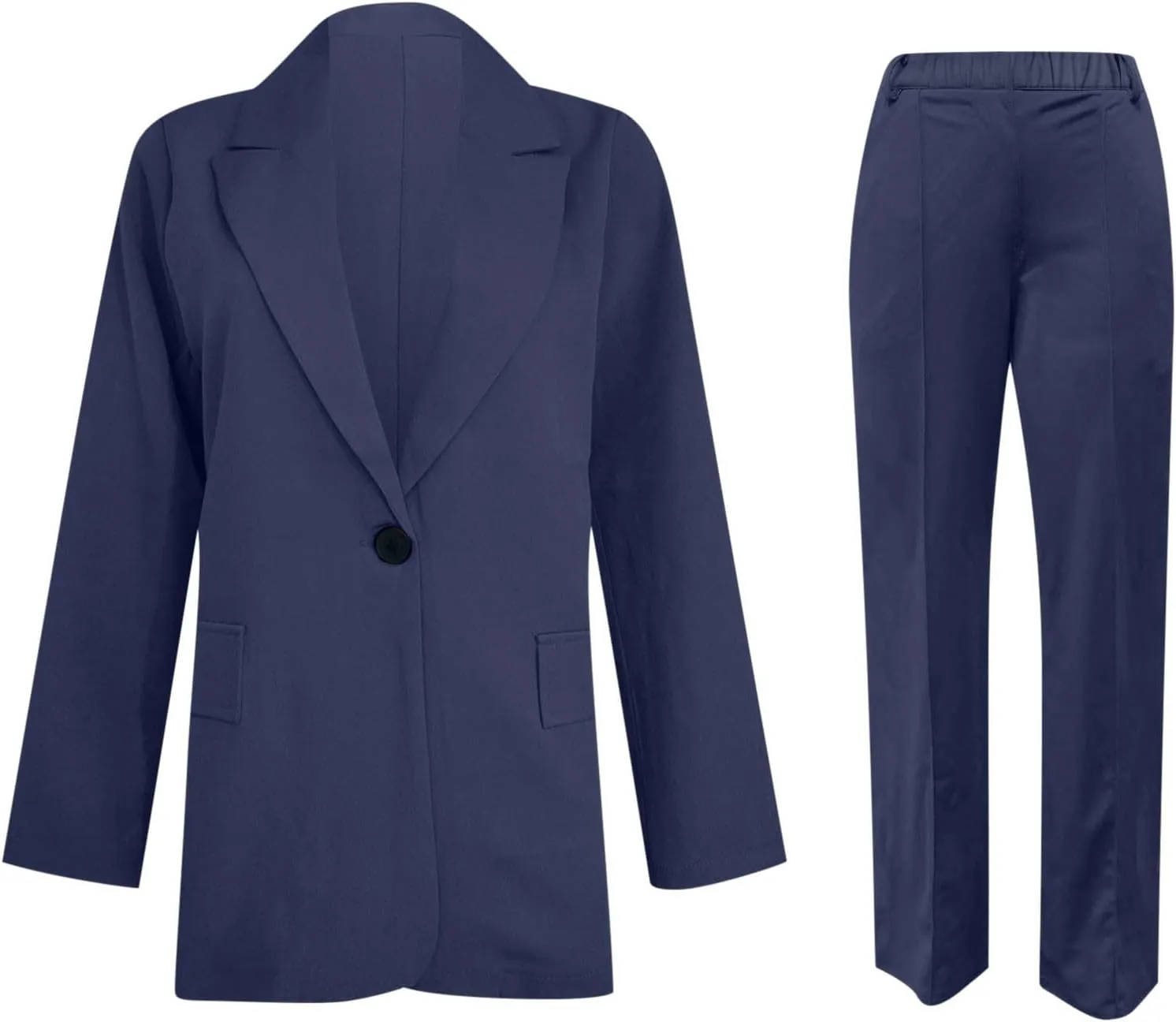 Womens Business Casual Outfits for Work Two Piece Office Sets Long Sleeve Blazer Jacket and Elastic Waist Pants