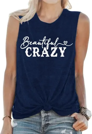 Womens Country Music Tank Tops Beautiful Crazy Shirts Girls Country Life Sleeveless Tops