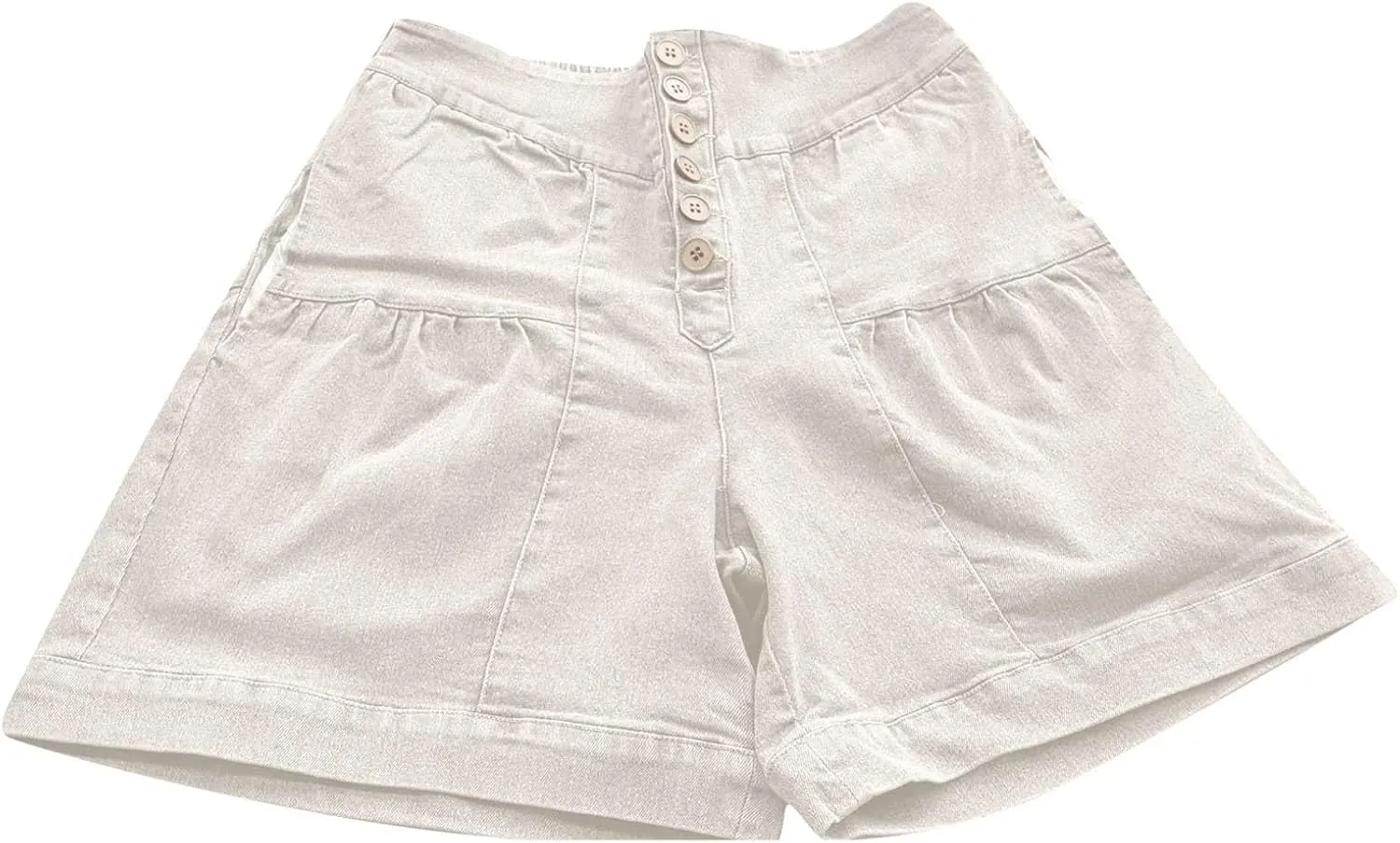 Womens Denim Shorts Baggy High Waisted Flowy Wide Leg Buttons Pleated Casual Summer Jean Shorts Trendy Ruffle Skorts
