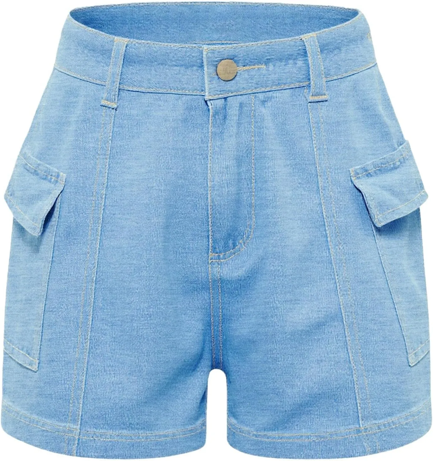 Womens Denim Shorts Baggy High Waisted Flowy Wide Leg Buttons Pleated Casual Summer Jean Shorts Trendy Ruffle Skorts