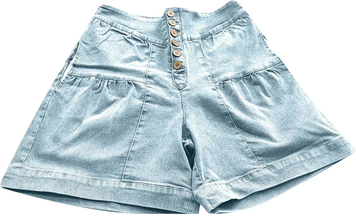 Women's Denim Shorts Summer Baggy High Waisted Flowy Wide Leg Buttons Pleated Jean Shorts Summer 2025 Casual Skorts