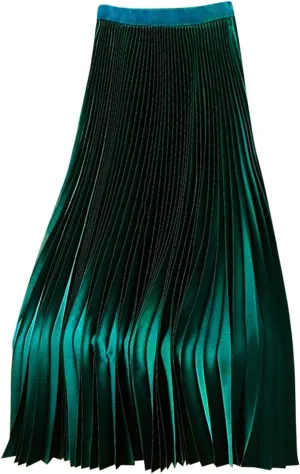 Womens Elastic Waist Flowy Pleated Maxi Skirt Swing Flowy Plus Size Skirts Comfy Elegant Dressy Causal A-Line Dress