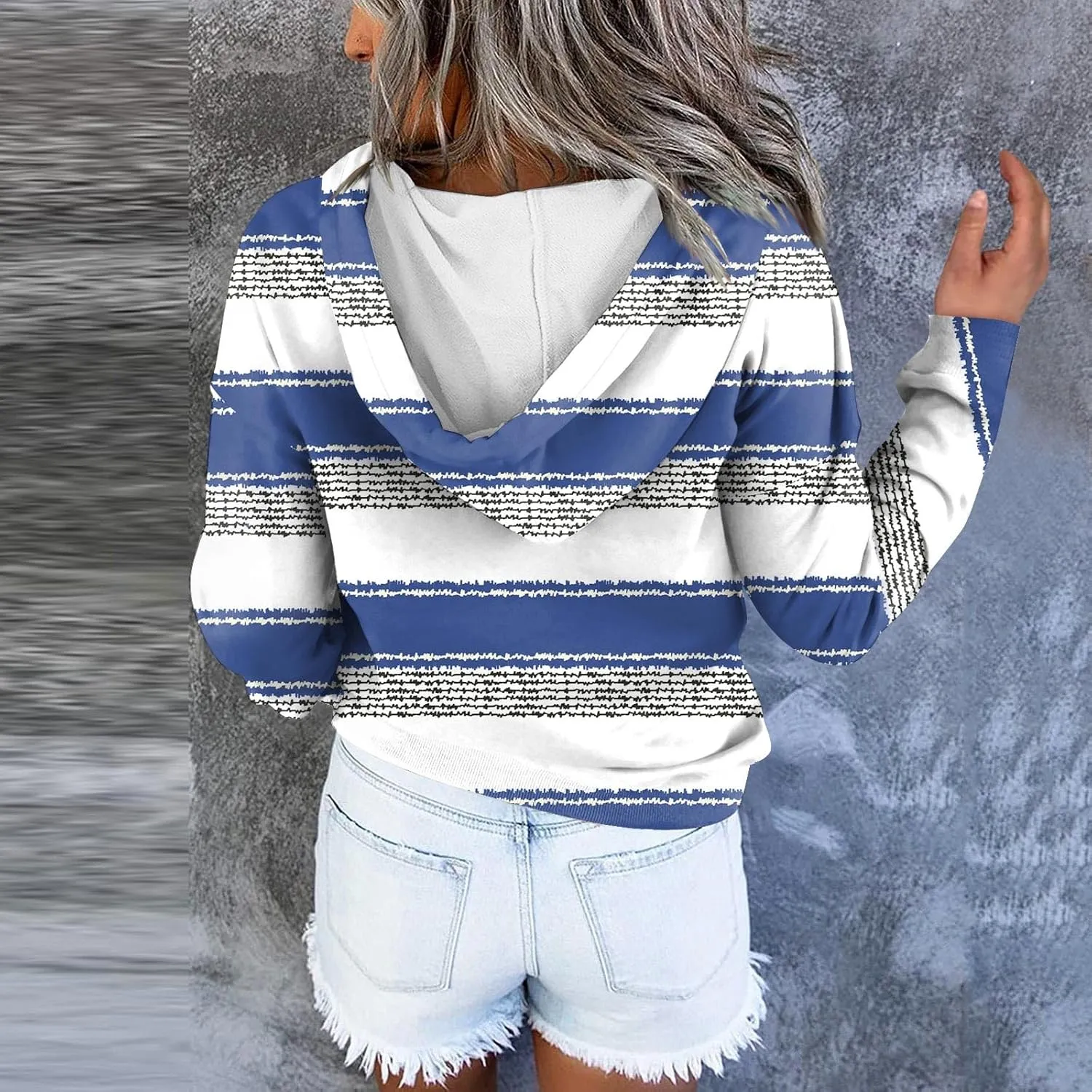 Womens Fall Sweatshirts 2024 Hoodies Button Collar Drawstring Pullover Casual Long Sleeve Tops Shirts
