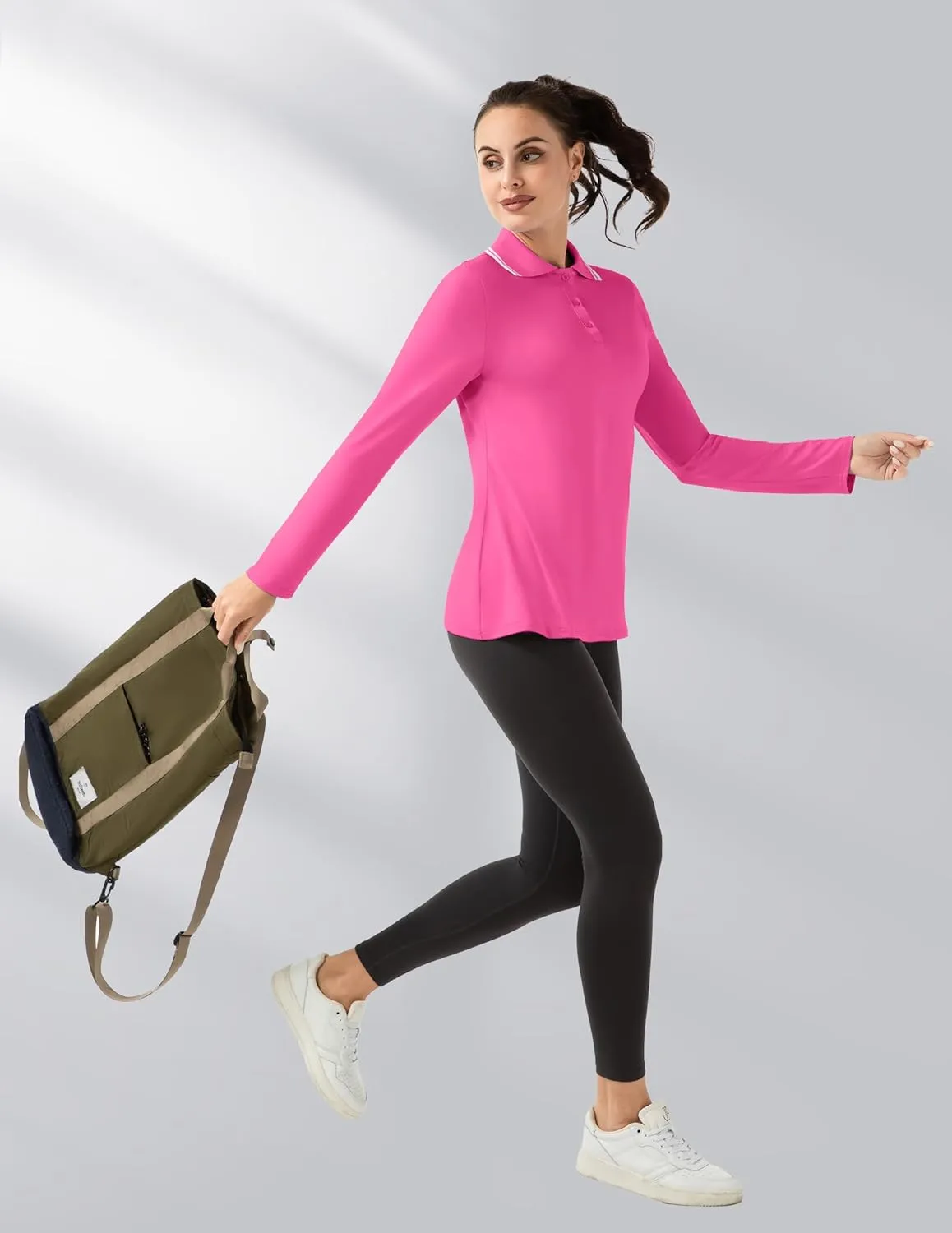 Women's Golf Polo Shirts Long Sleeve Workout Tops UPF 50  Sun Protection Quick Dry Lightweight Active Tennis Shirts