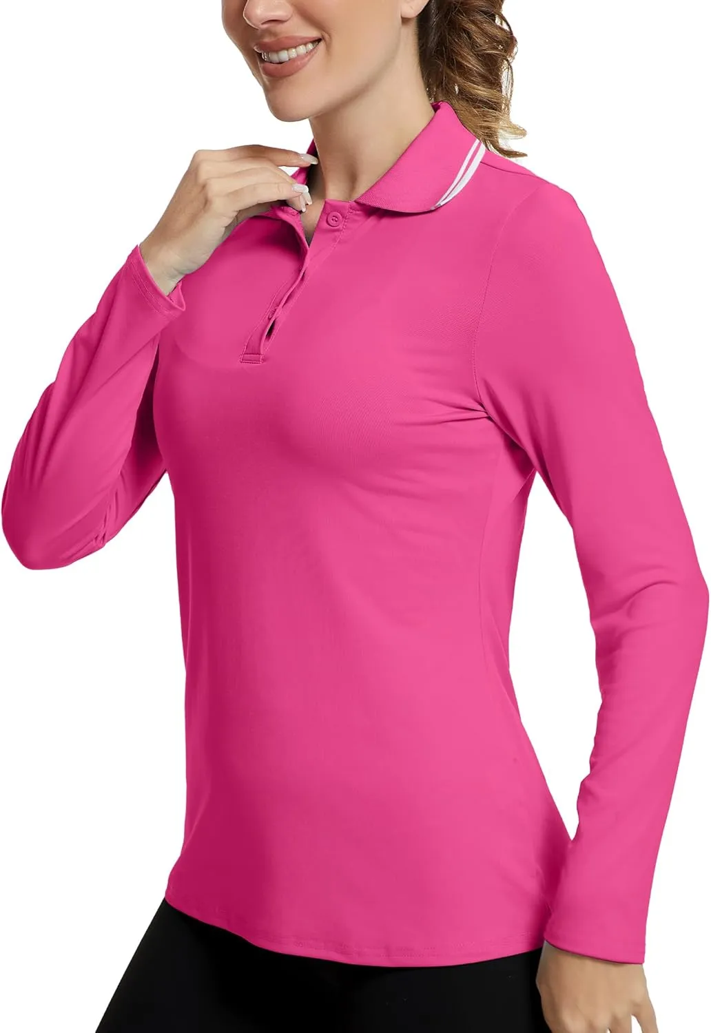 Women's Golf Polo Shirts Long Sleeve Workout Tops UPF 50  Sun Protection Quick Dry Lightweight Active Tennis Shirts