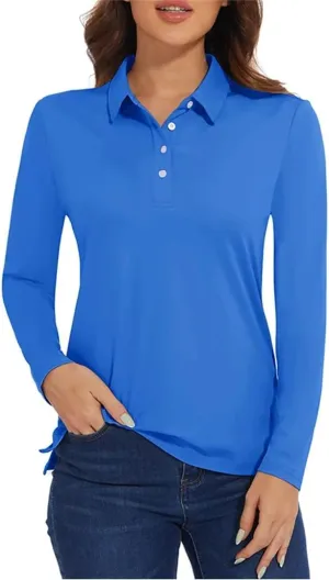 Women's Golf T Shirt Long Sleeve Polo Shirts Quick Dry Protection Lightweight Athletic Tennis Shirts