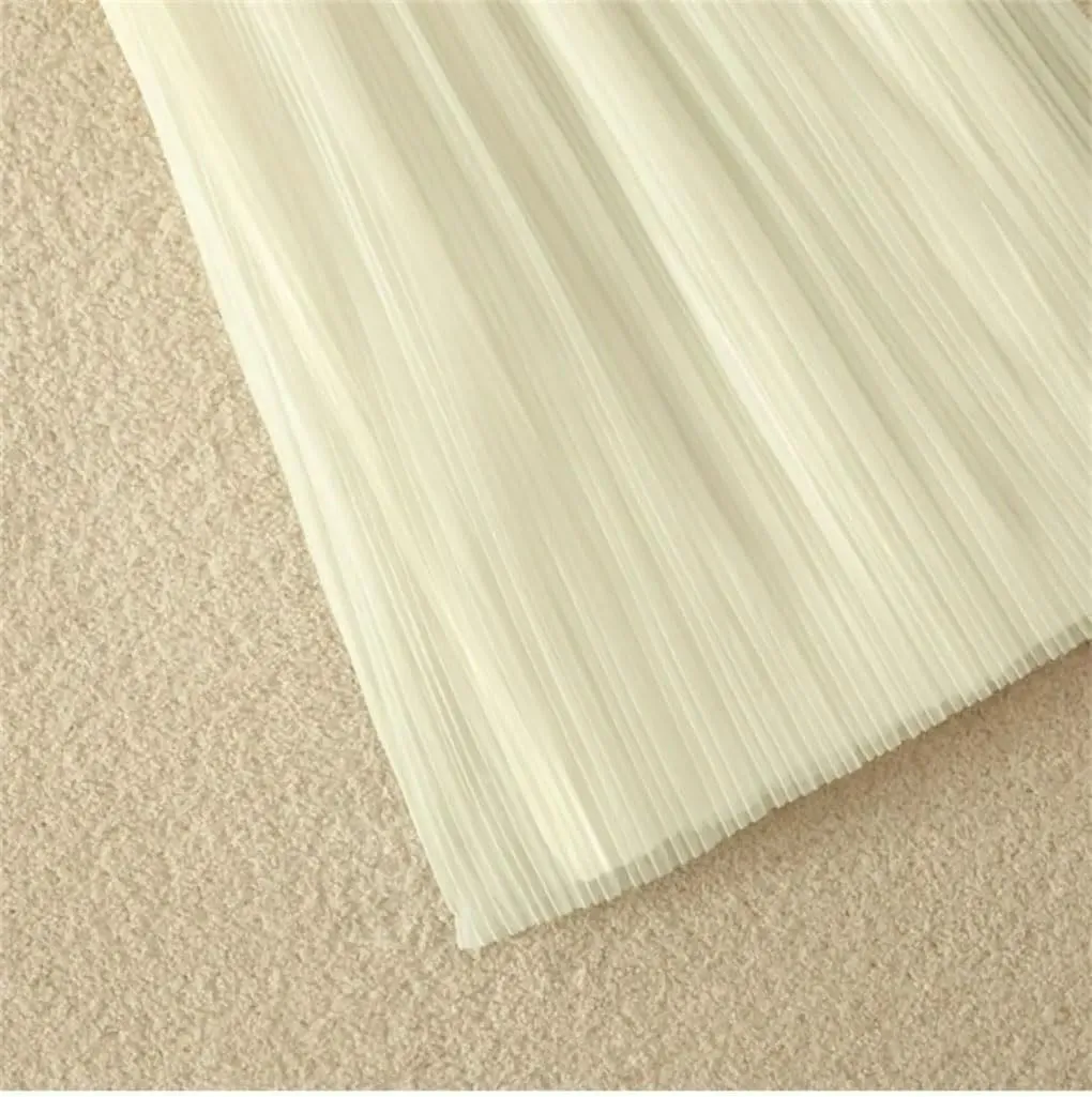 Women's Gradient Casual Pleated Skirt Elastic Waist Slim Midi Skirt