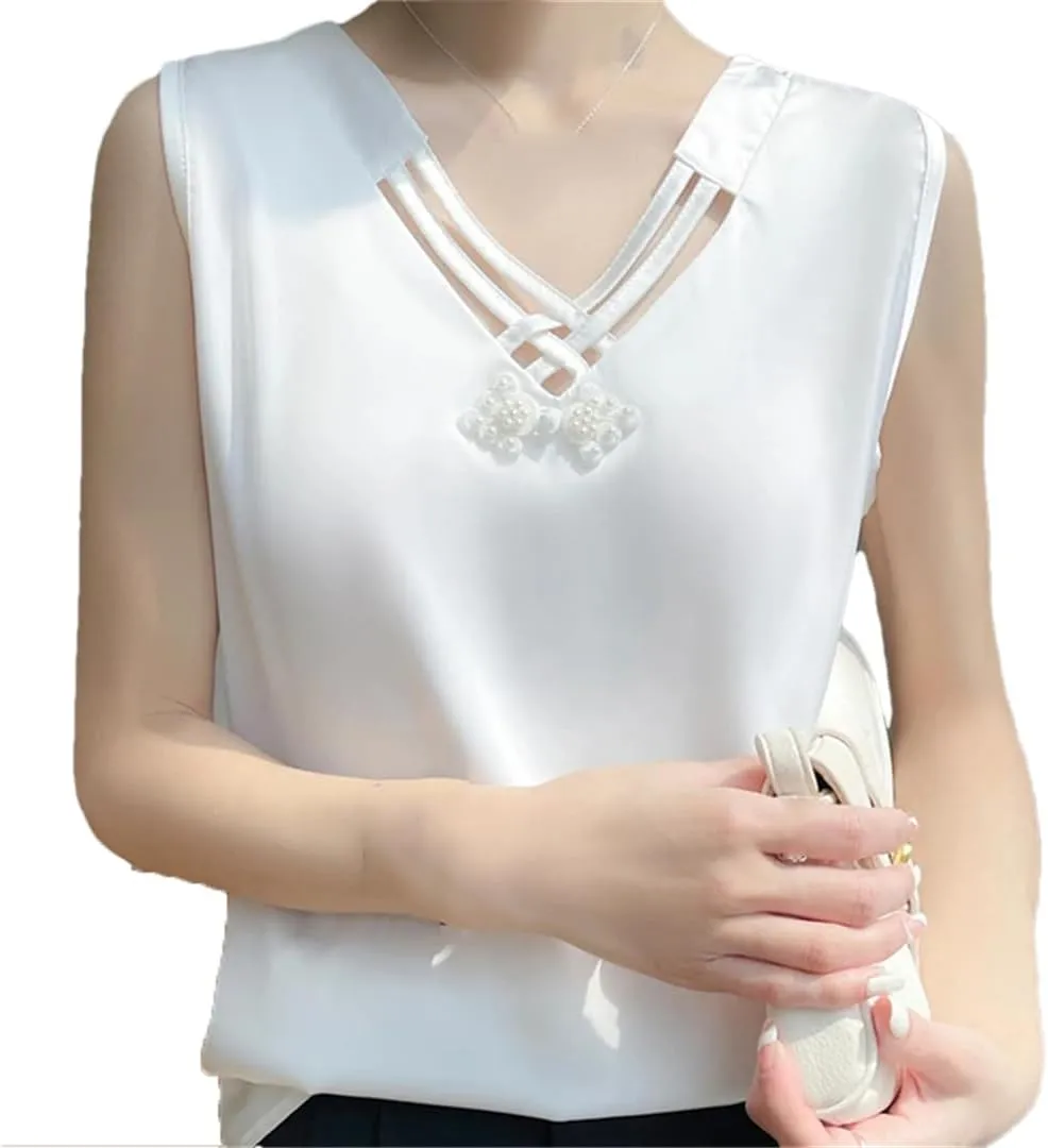 Women's Lace-Stitched Spaghetti Straps Tank Tops Solid Color Sleeveless T-Shirts Crewneck Tops