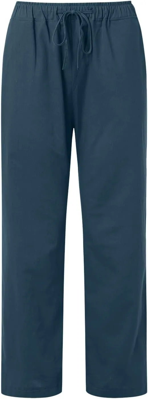 Women's Linen Blend Summer Cropped Palazzo Pants High Waist Lounge Pants Loose Fit Palazzo Lounge Pants Beach