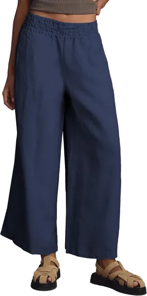 Women's Linen Pants Summer Casual Wide Leg Palazzo Pants High Waist Beach Travel Trousers