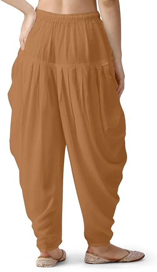 Women's Loose Fit Rayon Dhoti Pant for Women Patiala Slawar Bottom Wear Harem Pants, Waist Free Size (26 Inch to 38 Inch)