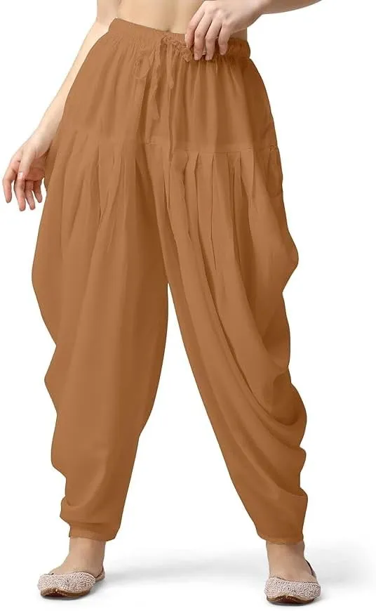 Women's Loose Fit Rayon Dhoti Pant for Women Patiala Slawar Bottom Wear Harem Pants, Waist Free Size (26 Inch to 38 Inch)