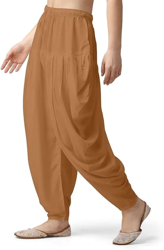 Women's Loose Fit Rayon Dhoti Pant for Women Patiala Slawar Bottom Wear Harem Pants, Waist Free Size (26 Inch to 38 Inch)
