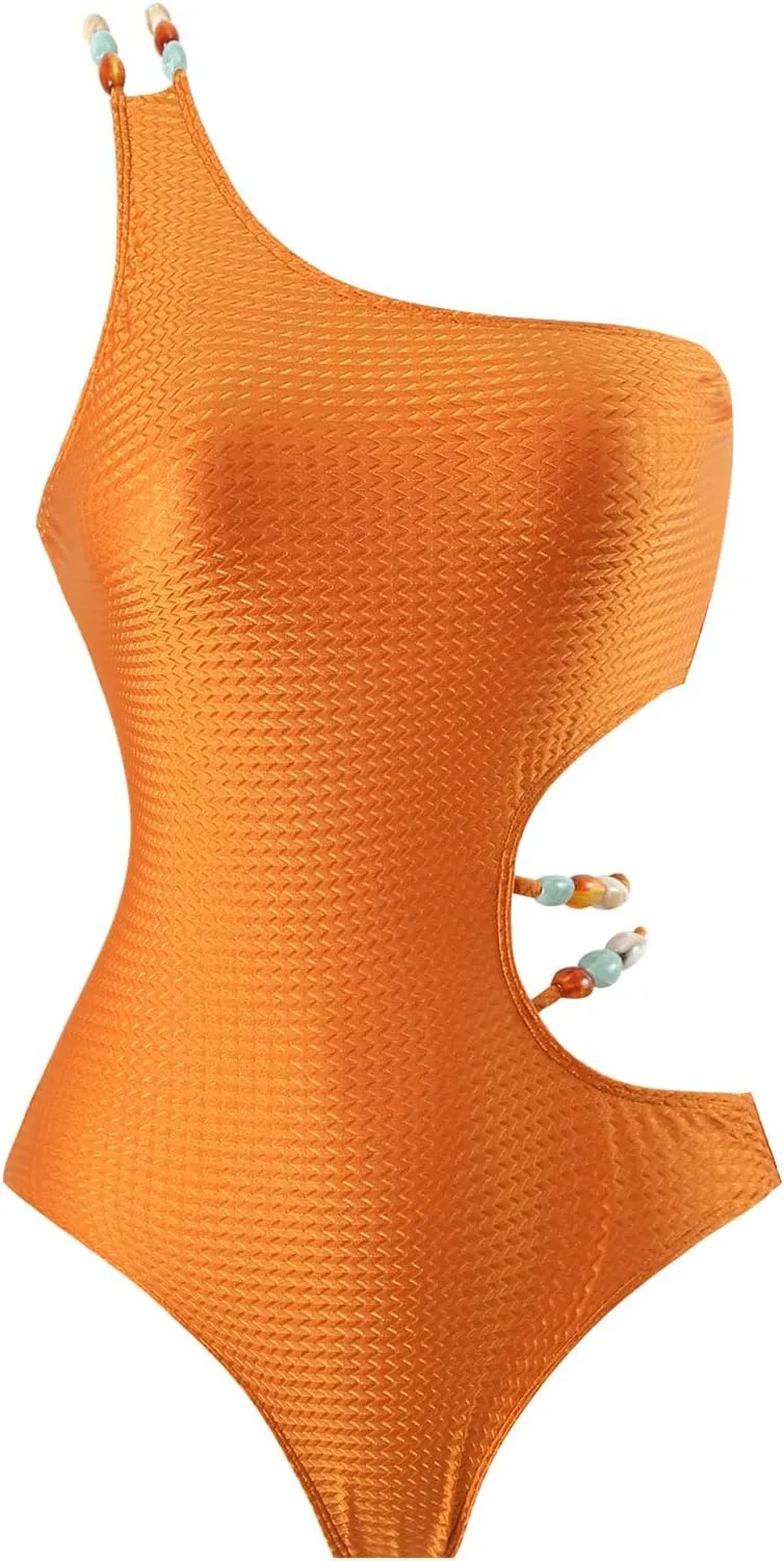 Women's One Piece Swimsuit with Beach Cover up Sarong Wrap Skirt 2PCS Halter Tummy Control Summer Bathing Suit