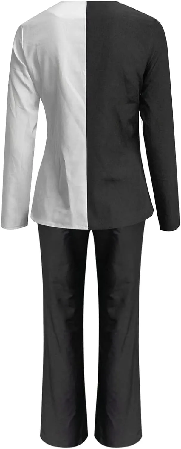 Womens Pant Suits Dressy Long Sleeve V Neck Colorblock Blouse Wide Leg Pants 2 Piece Set Fashion Business Work Outfit