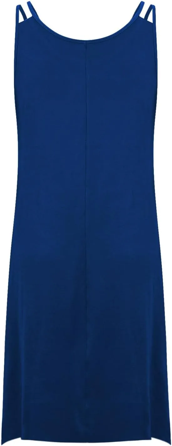 Womens Plus Size Dresses 2025 Summer Sleeveless Scoop Neck Asymmetrical Hem Flowy Midi Cami Dress Casual Loose Dresess