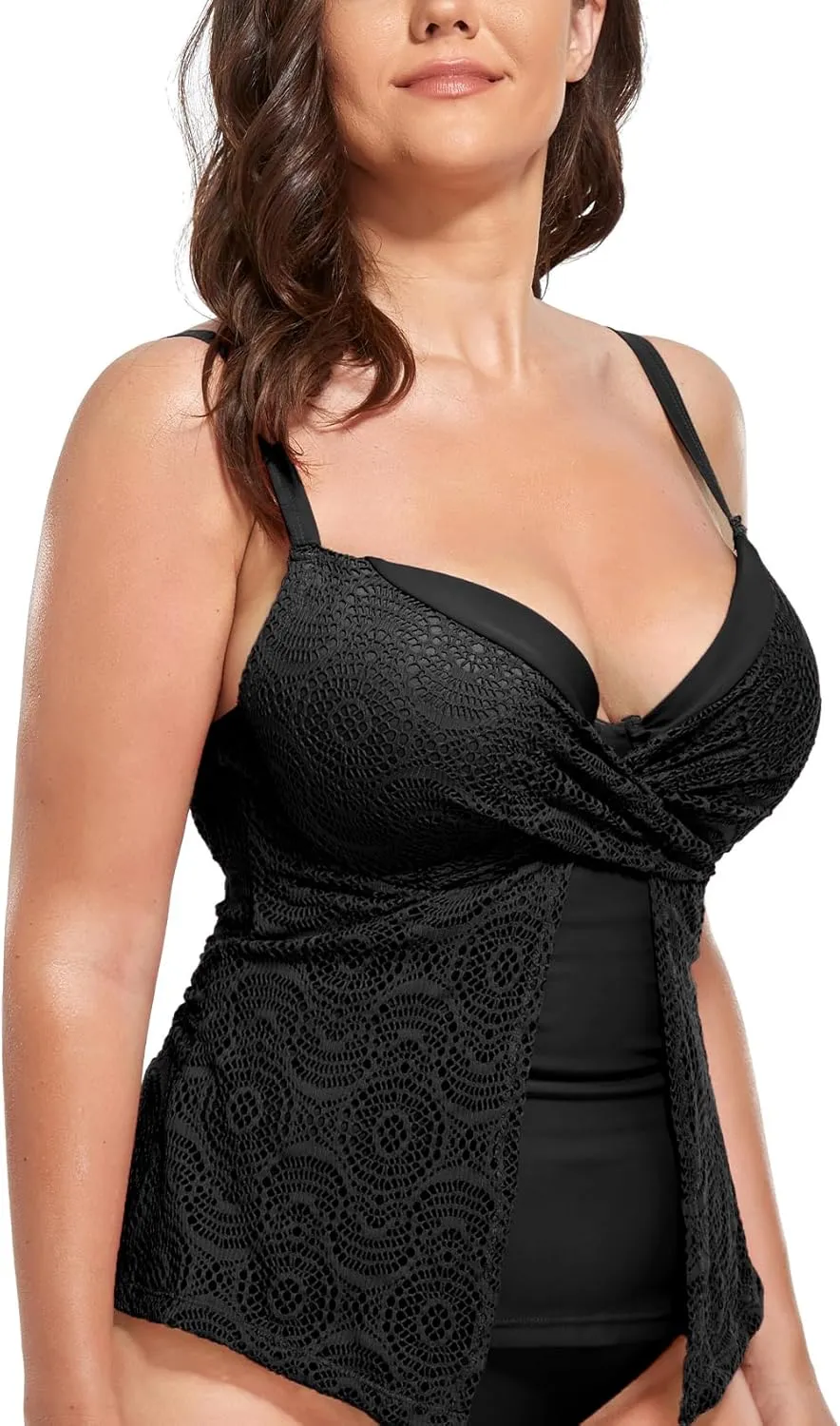 Women's Plus Size Tankini Top Fashion Swimwear Tops Underwire Bathing Tops Tummy ControlNo Bottom