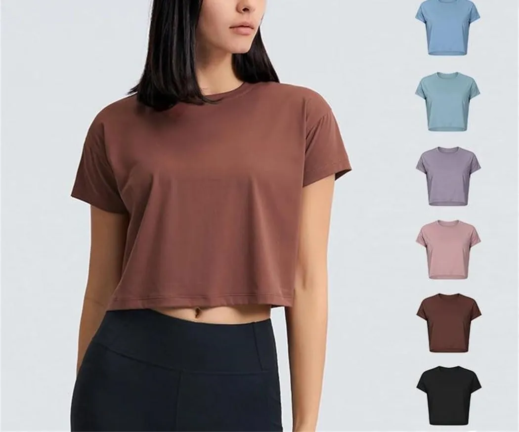 Women's Seamless Sport T-Shirts Short Sleeve Solid Color Loose Tops Running Yoga Fitness Quick Dry Sexy Shirts