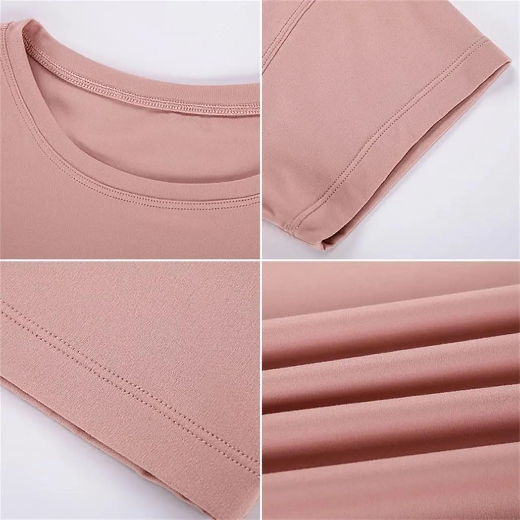 Women's Seamless Sport T-Shirts Short Sleeve Solid Color Loose Tops Running Yoga Fitness Quick Dry Sexy Shirts