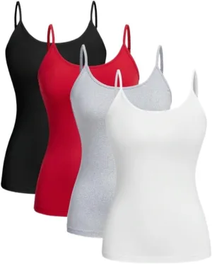 Women's Shirts 4pcs Slimming Fit Camisole Tops Casual Fashion Camis Tank Tops