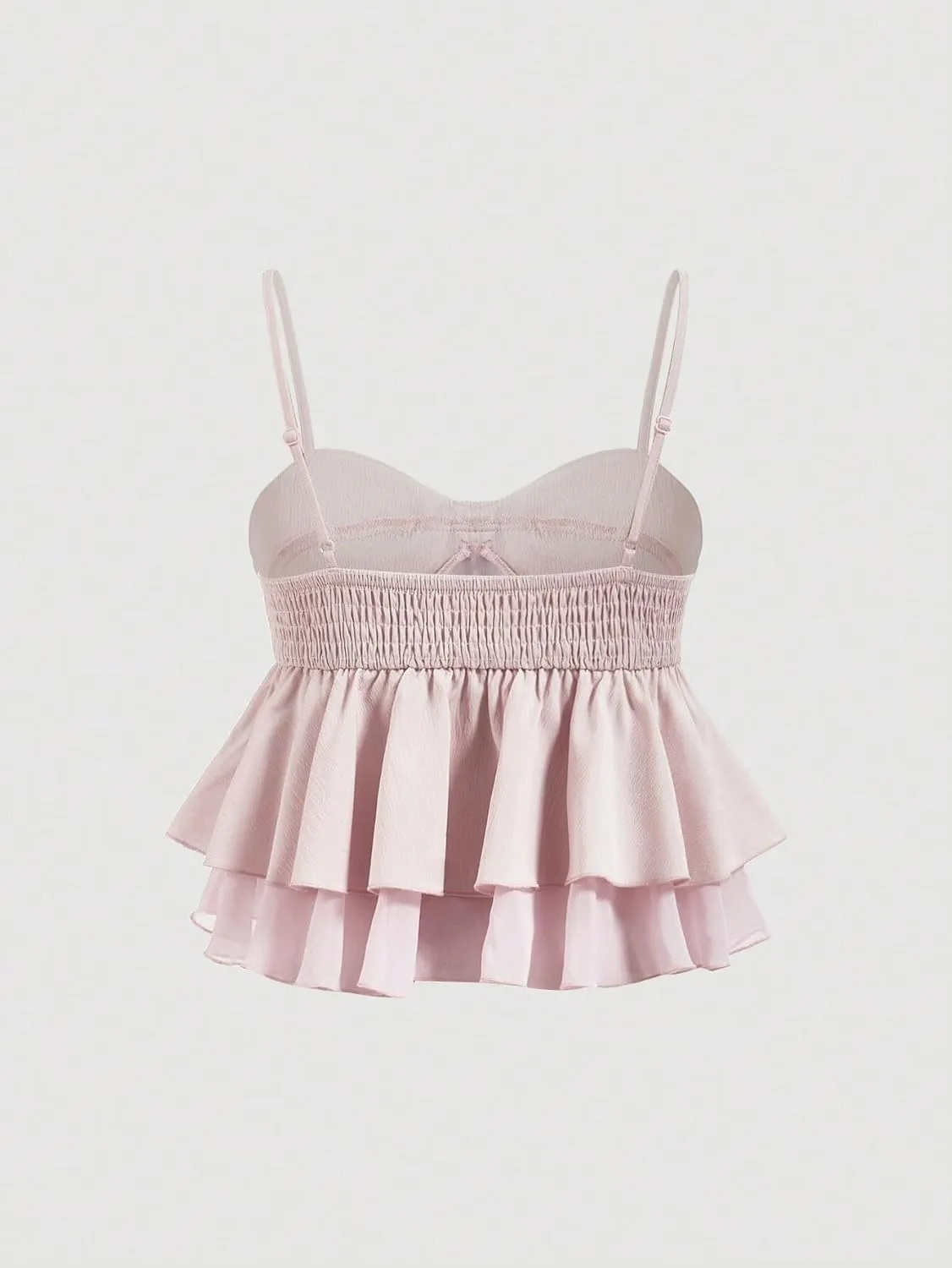 Women's Shirts Pleated Ruffle Trim Camisole Cropped Tops Fashion Camis Tank Tops