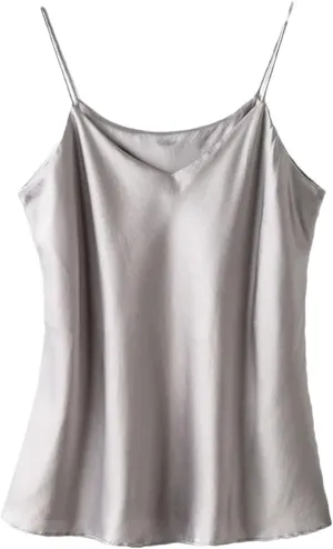 Women's Silk Sexy V-Neck Tanks Tops for Women Trendy Summer Double-Layer Silk Camisole