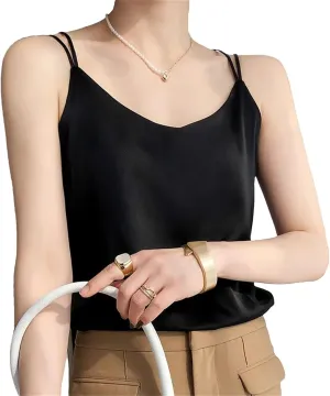 Women's Silk Sling Camisole Silk Satin Tank Tops for Women Trendy V-Neck Sleeveless Top
