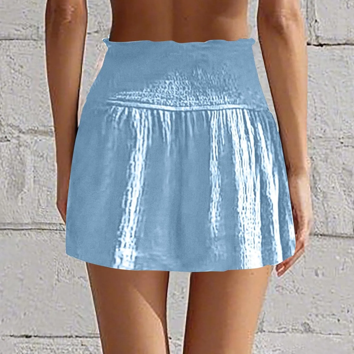 Womens Skorts Dressy Casual Summer High Waisted Ruffle Flowy Shorts Elastic Waist Wide Leg Lightweight Comfy Short