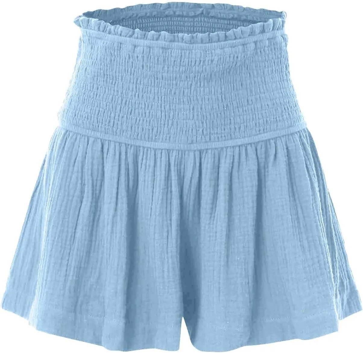 Womens Skorts Dressy Casual Summer High Waisted Ruffle Flowy Shorts Elastic Waist Wide Leg Lightweight Comfy Short