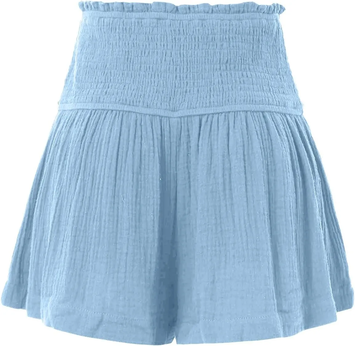 Womens Skorts Dressy Casual Summer High Waisted Ruffle Flowy Shorts Elastic Waist Wide Leg Lightweight Comfy Short