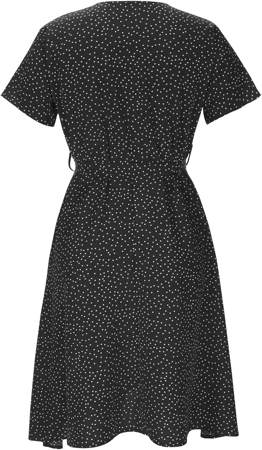 Women's Summer Dresses Chiffon Boho Polka Dot Boho Sundress Short Sleeve Resort Vacation Midi Dress 2024 Fashion Outfits