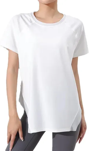 Women's Summer Loose Yoga Shirts Crewneck Short Sleeve Sport T-Shirts Running Fitness Quick Dry Tops