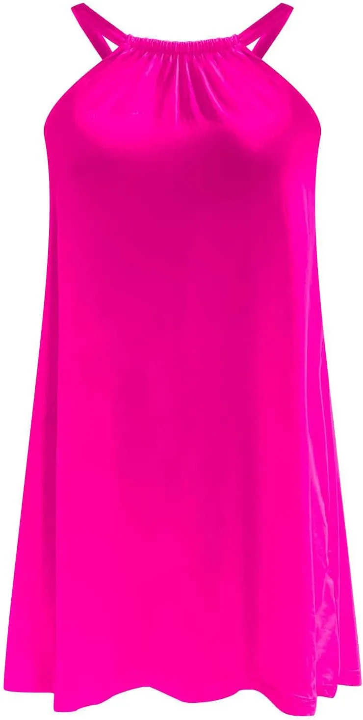Womens Summer Sundresses Vest Sling Beach Dresses Bikini Beachwear Coverups Casual Vacation Mini Dress