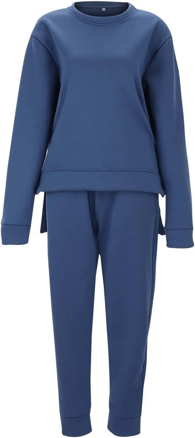 Women's Two Piece Outfits Set Long Sleeve Crewneck Workout Zip Up 2 Piece Fashion 2024 Trendy Pajamas Outfits